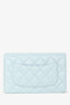 Pre-Loved Chanel™ Light Blue Leather Quilted CC Pearl Crush Wallet On Chain
