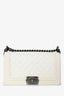 Pre-Loved Chanel™ 2015-16 White Quilted Lambskin Leather Old Medium Boy Bag