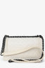 Pre-Loved Chanel™ 2015-16 White Quilted Lambskin Leather Old Medium Boy Bag
