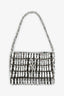 Saint Laurent Silver Tone Crystal Logo Micro Evening Bag