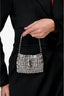 Saint Laurent Silver Tone Crystal Logo Micro Evening Bag