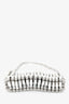 Saint Laurent Silver Tone Crystal Logo Micro Evening Bag