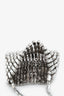 Saint Laurent Silver Tone Crystal Logo Micro Evening Bag