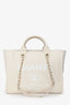 Pre-Loved Chanel™ Beige Canvas Small Deauville Shopping Tote with Pouch