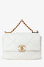Pre-Loved Chanel™ White Lambskin Leather Quilted CC Small 19 Flap Bag