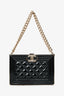 Pre-Loved Chanel™ Black Patent Calfskin 'Minaudiere' Chain Box Boy Bag