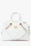Pre-Loved Chanel™ White Caviar Leather Bowling Bag With Gold Hardware