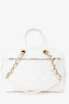 Pre-Loved Chanel™ White Caviar Leather Bowling Bag With Gold Hardware