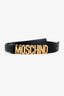 Moschino Black Leather Logo Belt