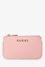 Gucci Pink Leather Logo Zip Wallet With Keychain