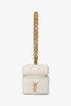 Saint Laurent White Lambskin Cassandre Matelasse Logo Cube Wristlet