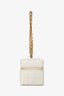 Saint Laurent White Lambskin Cassandre Matelasse Logo Cube Wristlet