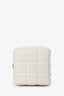 Saint Laurent White Lambskin Cassandre Matelasse Logo Cube Wristlet