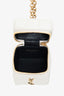 Saint Laurent White Lambskin Cassandre Matelasse Logo Cube Wristlet