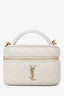 Saint Laurent White Lambskin Vanity Top Handle Crossbody Bag