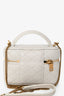 Saint Laurent White Lambskin Vanity Top Handle Crossbody Bag
