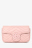 Gucci Perfect Pink Leather Chevron Quilted Super Mini GG Marmont Belt Bag