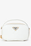 Prada White Saffiano Leather Mini Logo Pouch Crossbody Bag GHW