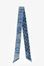 Louis Vuitton Blue/White Silk Logo Twilly