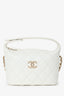 Pre-Loved Chanel™ White Caviar Leather Small Quilted Hobo with Removable Chain