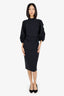 Chiara Boni Black Ruched Puff Sleeve Dress Size 42