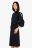 Chiara Boni Black Ruched Puff Sleeve Dress Size 42