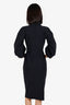 Chiara Boni Black Ruched Puff Sleeve Dress Size 42