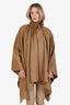 Gucci Camel Brown Wool Leather Collared Cape Coat Size 36