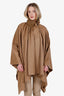 Gucci Camel Brown Wool Leather Collared Cape Coat Size 36