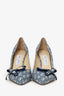 Jimmy Choo Blue Denim Logo Bow Detail Heels Size 38
