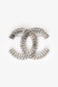 Pre-Loved Chanel™ Silver Tone Crystal Embellished CC Brooch