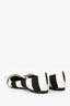 Roger Vivier Black/White Satin Striped Crystal Buckle Flats Size 36
