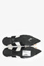Roger Vivier Black/White Satin Striped Crystal Buckle Flats Size 36
