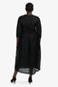 'S Max Mara Black Crochet Button Down 3/4 Sleeve Midi Dress with Slip Size 6