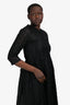'S Max Mara Black Crochet Button Down 3/4 Sleeve Midi Dress with Slip Size 6