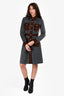 Louis Vuitton 2015 Runway Grey Wool/Suede Long Sleeve Button Up Mini Dress Size XS