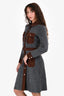 Louis Vuitton 2015 Runway Grey Wool/Suede Long Sleeve Button Up Mini Dress Size XS