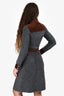 Louis Vuitton 2015 Runway Grey Wool/Suede Long Sleeve Button Up Mini Dress Size XS