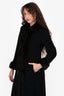 Max Mara Black Wool/Mink Fur Trim Long Coat Size 4