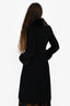 Max Mara Black Wool/Mink Fur Trim Long Coat Size 4