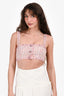 Self-Portrait Pink/Multicolour Tweed Crystal Embellished Crop Top Size 2