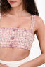 Self-Portrait Pink/Multicolour Tweed Crystal Embellished Crop Top Size 2