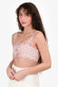 Self-Portrait Pink/Multicolour Tweed Crystal Embellished Crop Top Size 2