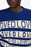 Gucci Blue/White Wool 'Loved' Long Sleeve Crewneck Sweater Size S