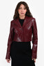 Meshki Burgundy Vegan Leather Cropped Blazer M