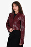 Meshki Burgundy Vegan Leather Cropped Blazer M