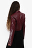 Meshki Burgundy Vegan Leather Cropped Blazer M