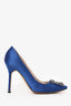 Manolo Blahnik Blue Satin Hangisi Heels Size 39