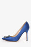 Manolo Blahnik Blue Satin Hangisi Heels Size 39