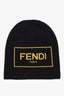Fendi Black/Yellow Wool/Cashmere Logo Toque